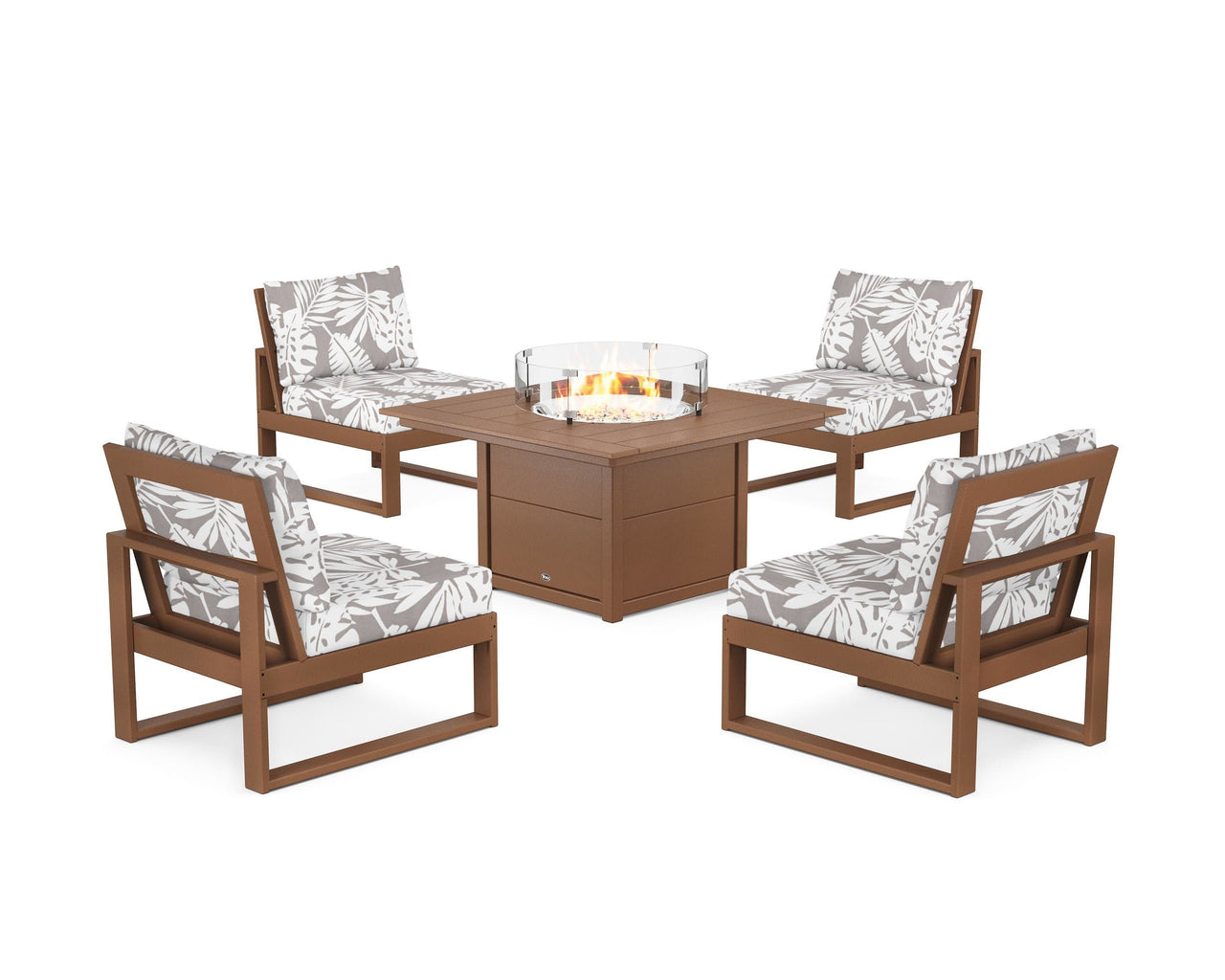 Trex Eastport Modular 5-Piece Deep Seating Set with Square Fire Pit Table