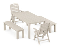 Thumbnail for Trex Yacht Club Highback Chair 5-Piece Parsons Dining Set with Benches - Sand Castle