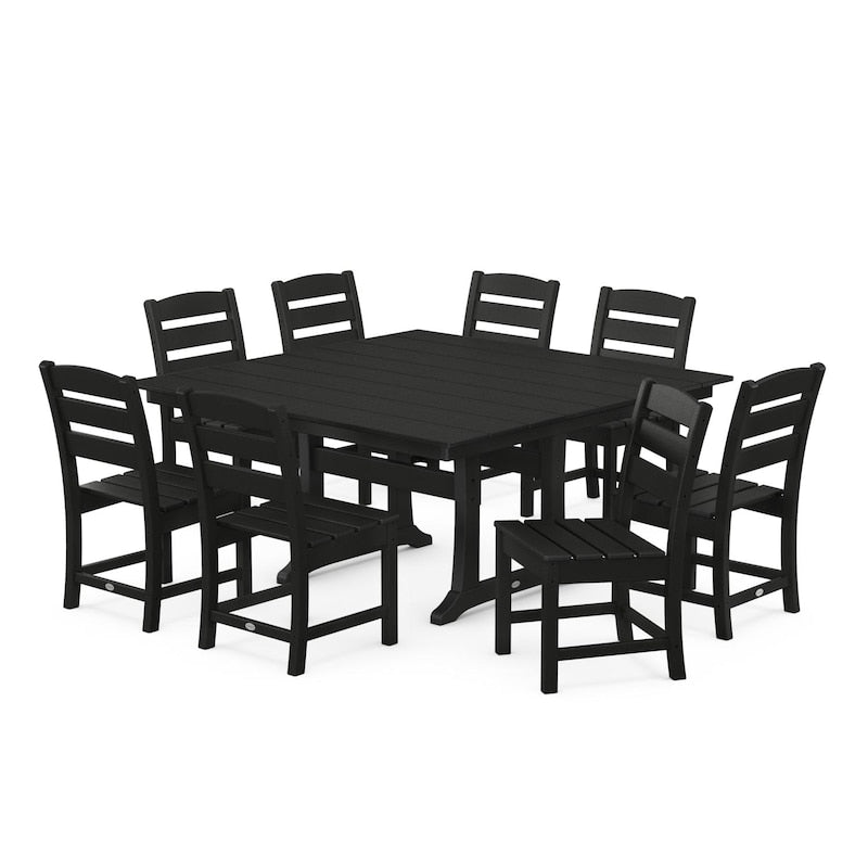 POLYWOOD Lakeside 9 Piece Farmhouse Trestle Dining Set