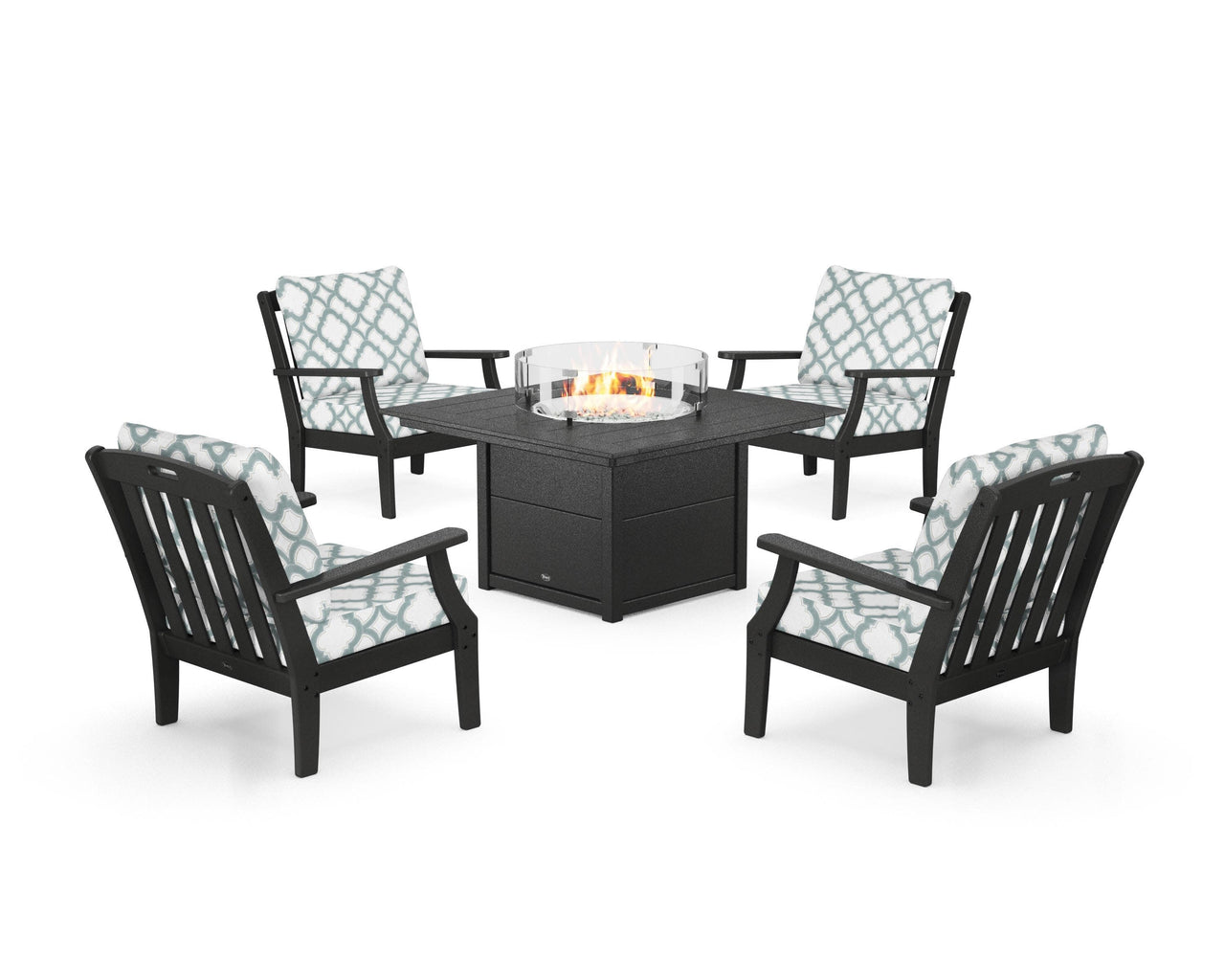 Trex Yacht Club 5-Piece Deep Seating Set with Square Fire Pit Table
