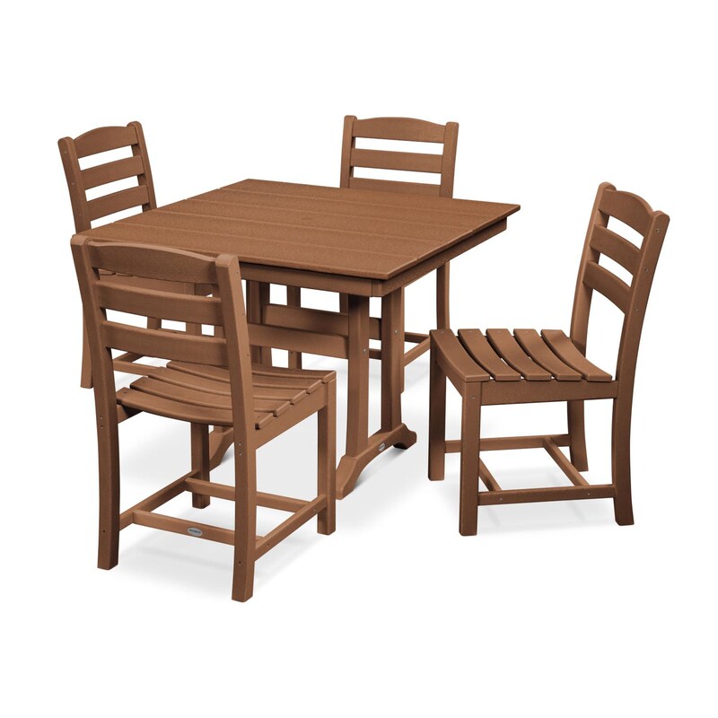 POLYWOOD La Casa Cafe 5 Piece Farmhouse Trestle Side Chair Dining Set