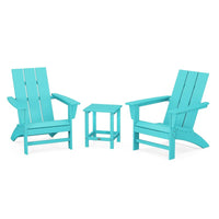 Thumbnail for POLYWOOD Modern 3 Piece Adirondack Set W Long Island 18 Inch Side Table