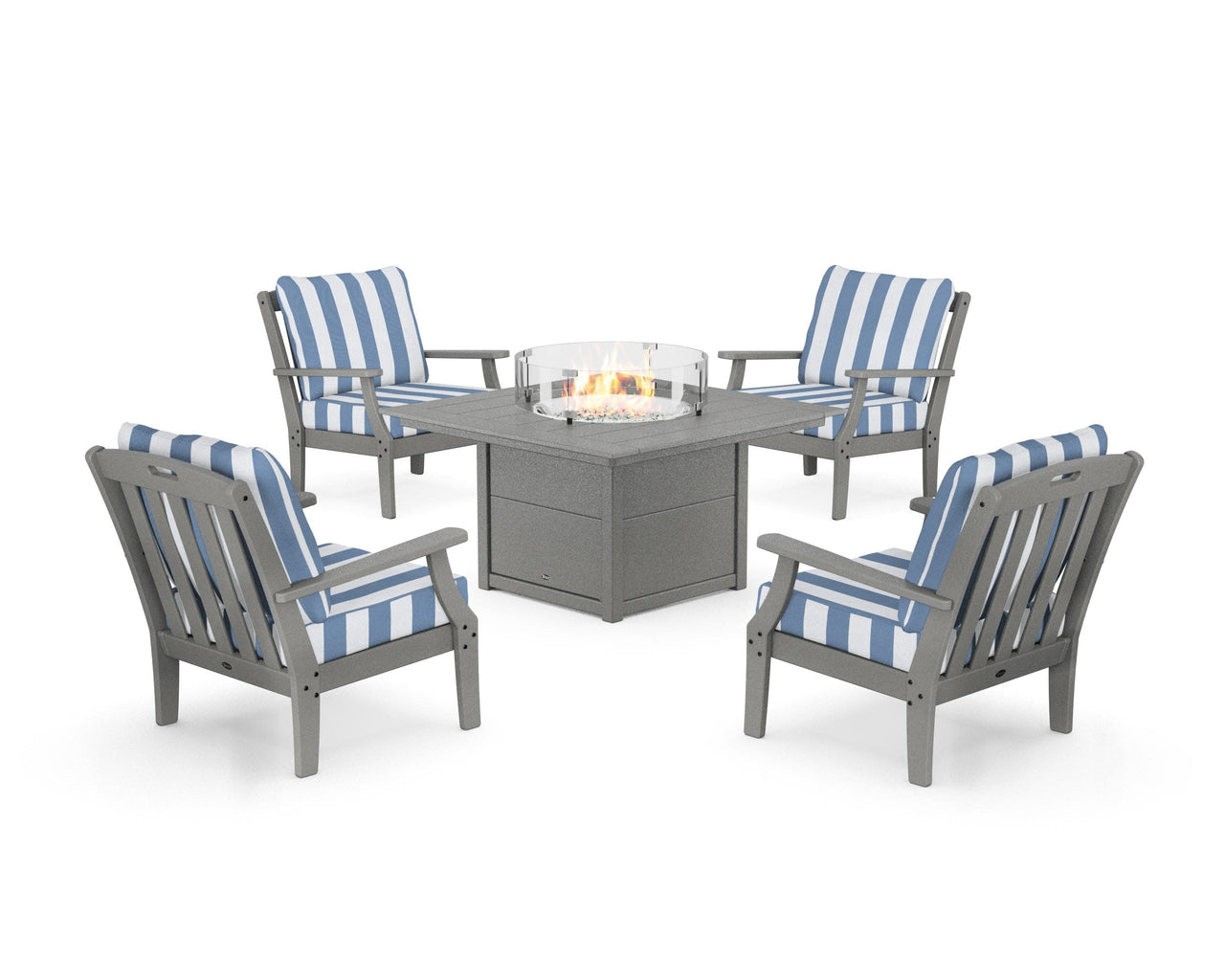 Trex Yacht Club 5-Piece Deep Seating Set with Square Fire Pit Table