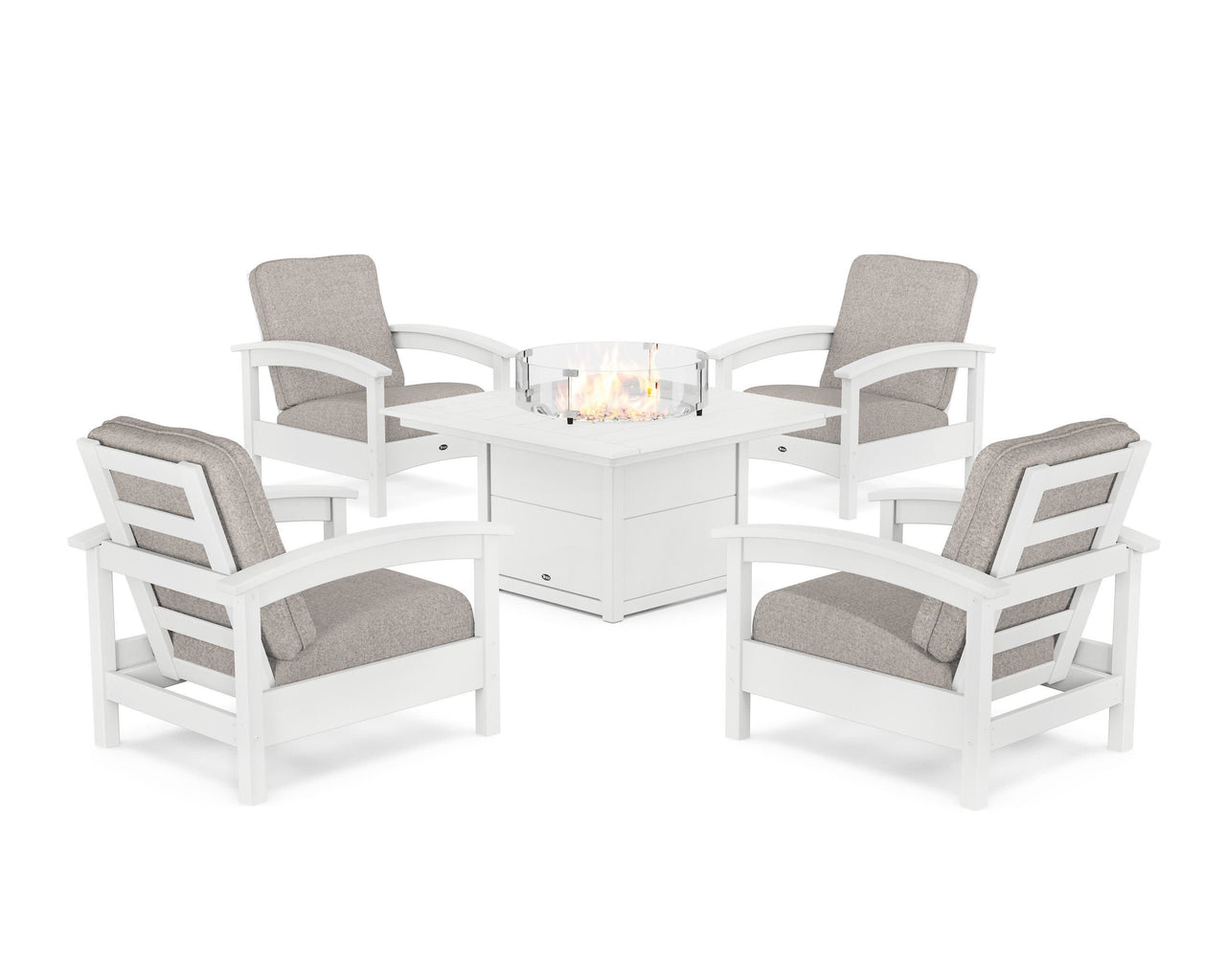 Trex Rockport 5-Piece Deep Seating Set with Square Fire Pit Table