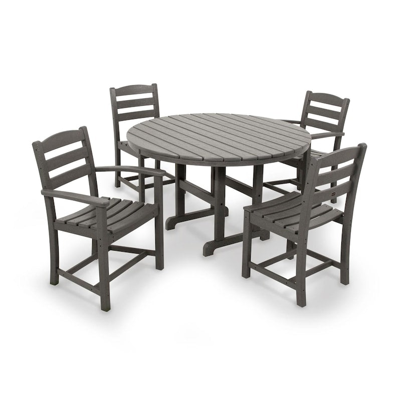 Polywood La Casa Cafe 5 Piece Round Farmhouse Arm Chair Dining Set - Thumbnail 4
