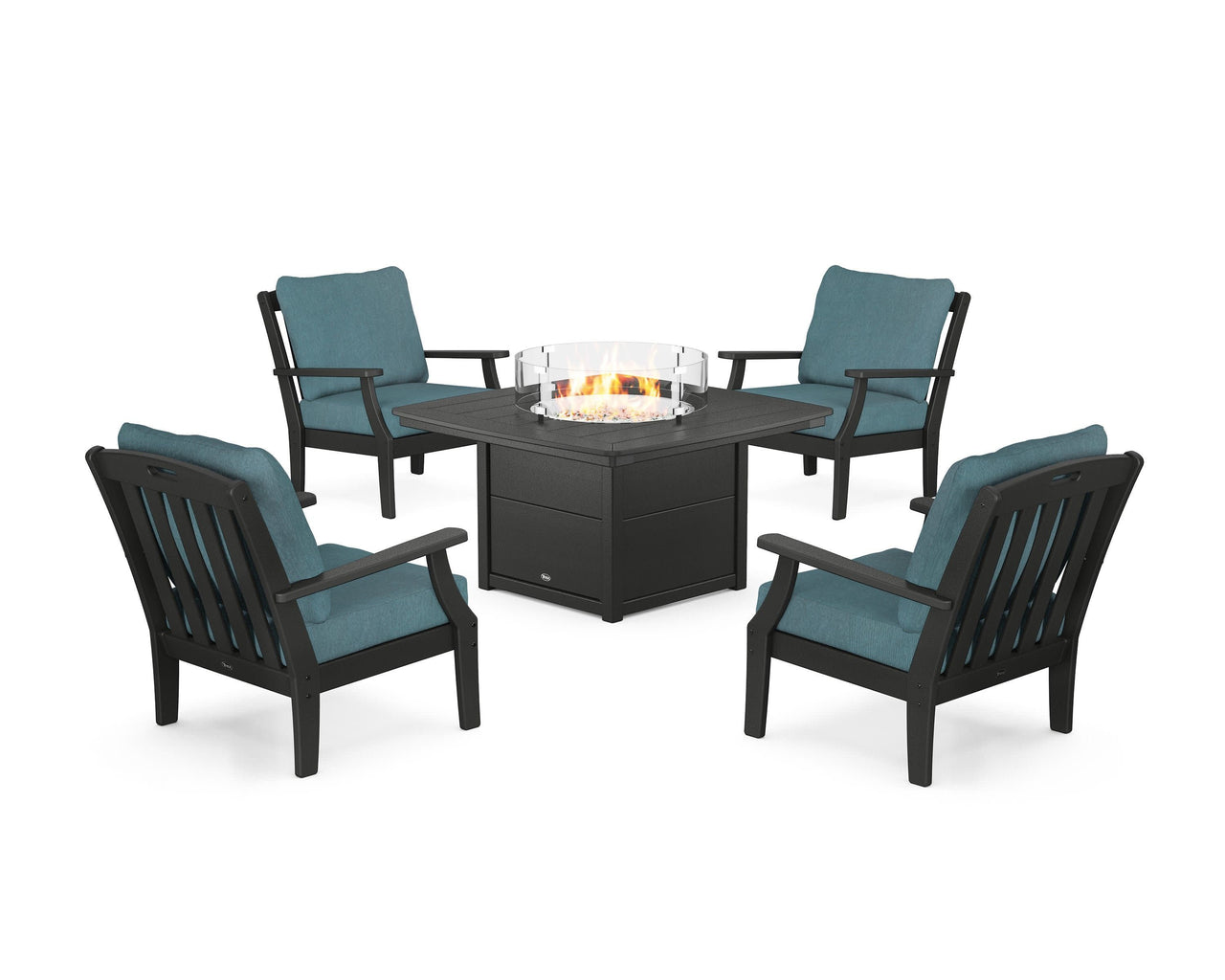 Trex Yacht Club 5-Piece Deep Seating Set with Fire Pit Table