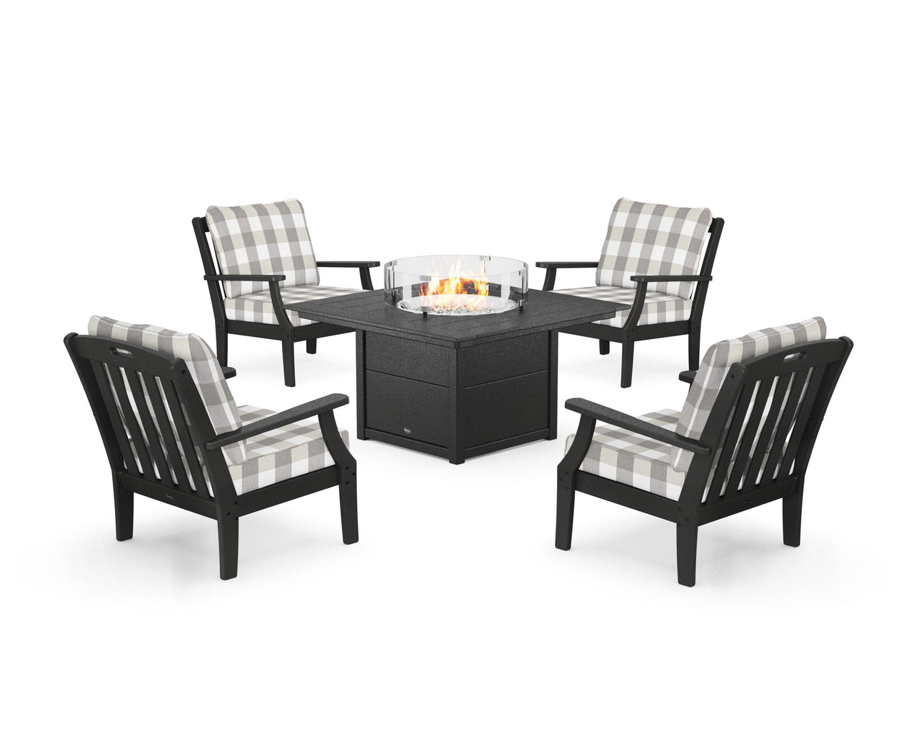 Trex Yacht Club 5-Piece Deep Seating Set with Square Fire Pit Table