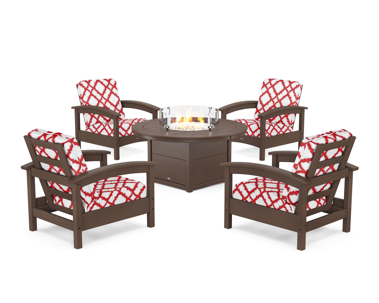 Trex Rockport 5-Piece Deep Seating Set with Round Fire Pit Table