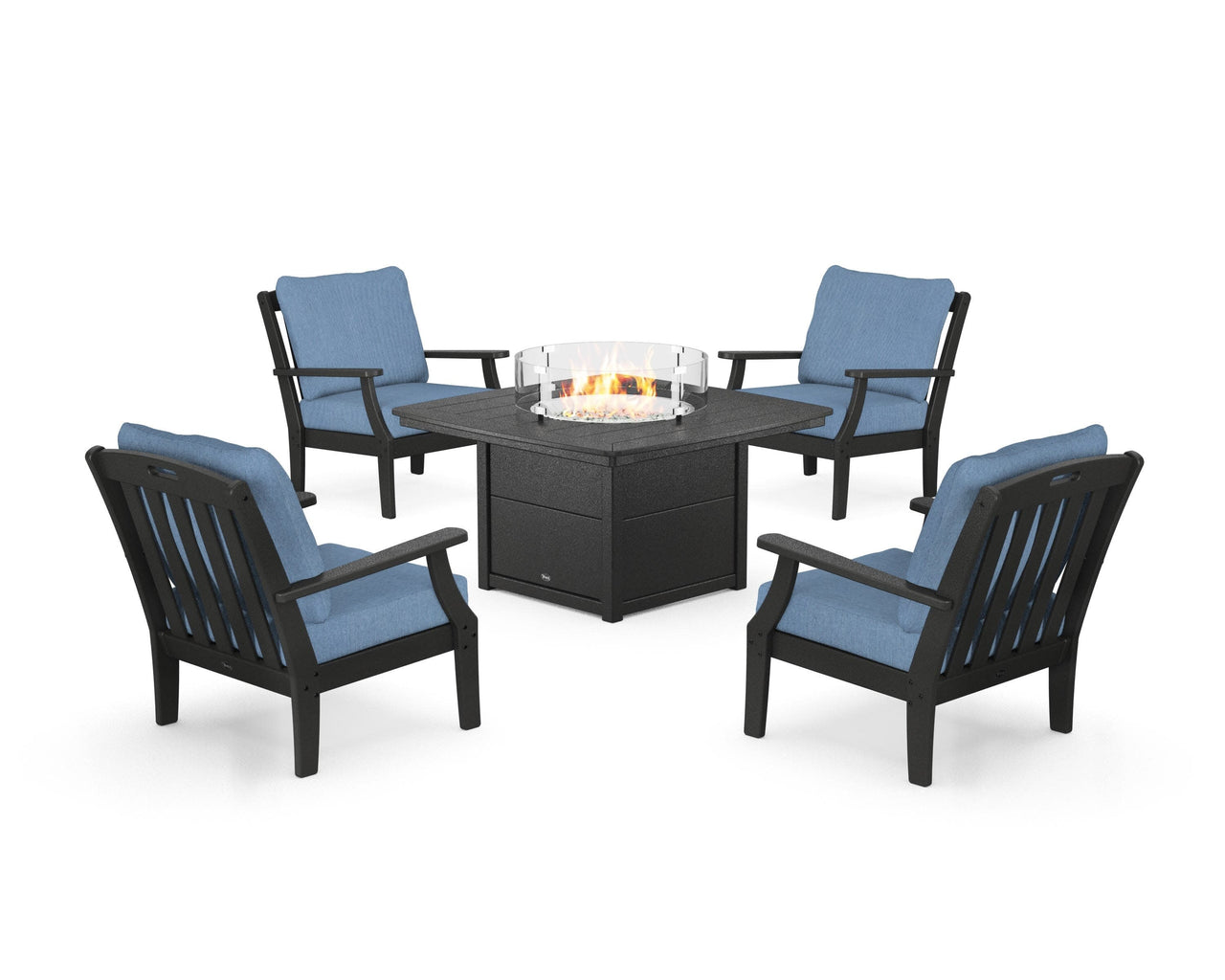 Trex Yacht Club 5-Piece Deep Seating Set with Fire Pit Table