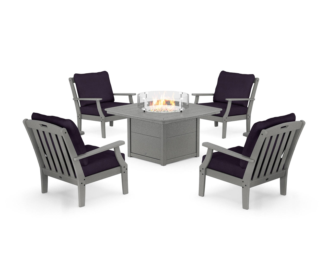 Trex Yacht Club 5-Piece Deep Seating Set with Fire Pit Table
