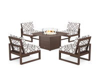 Thumbnail for Trex Eastport Modular 5-Piece Deep Seating Set with Square Fire Pit Table