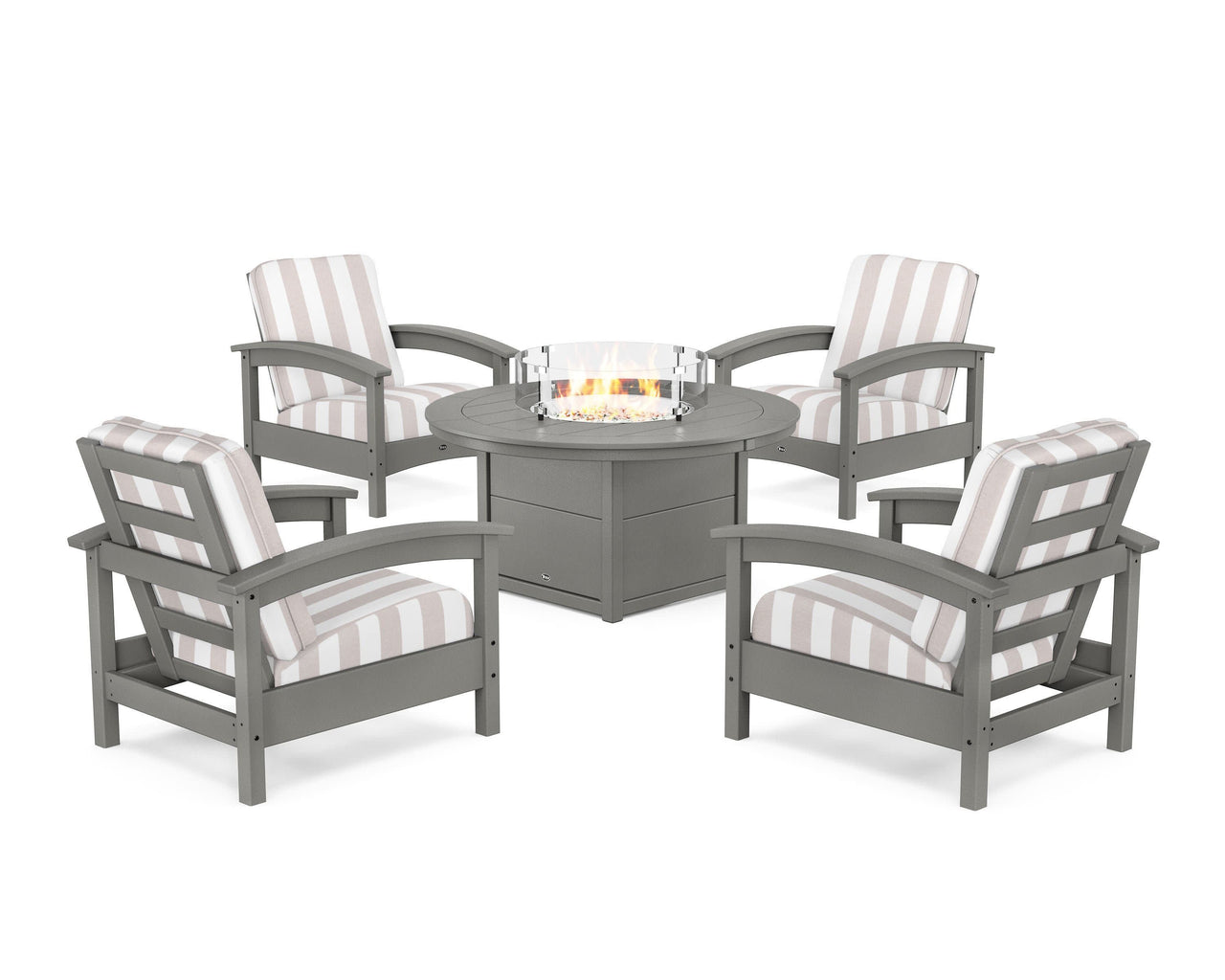 Trex Rockport 5-Piece Deep Seating Set with Round Fire Pit Table
