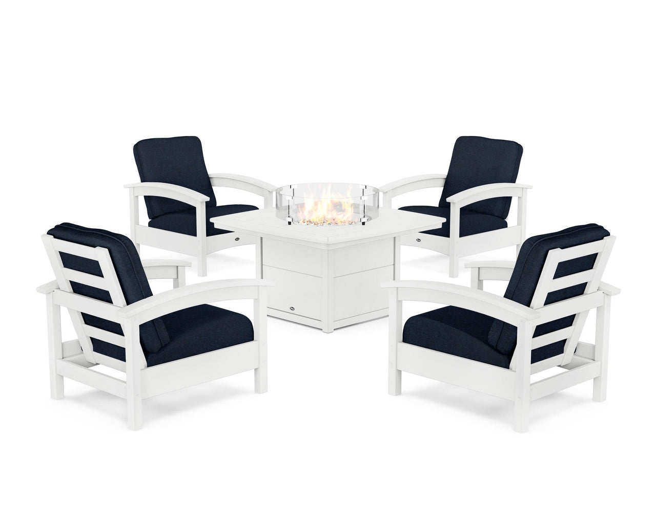 Trex Rockport 5-Piece Deep Seating Set with Yacht Club Fire Pit Table