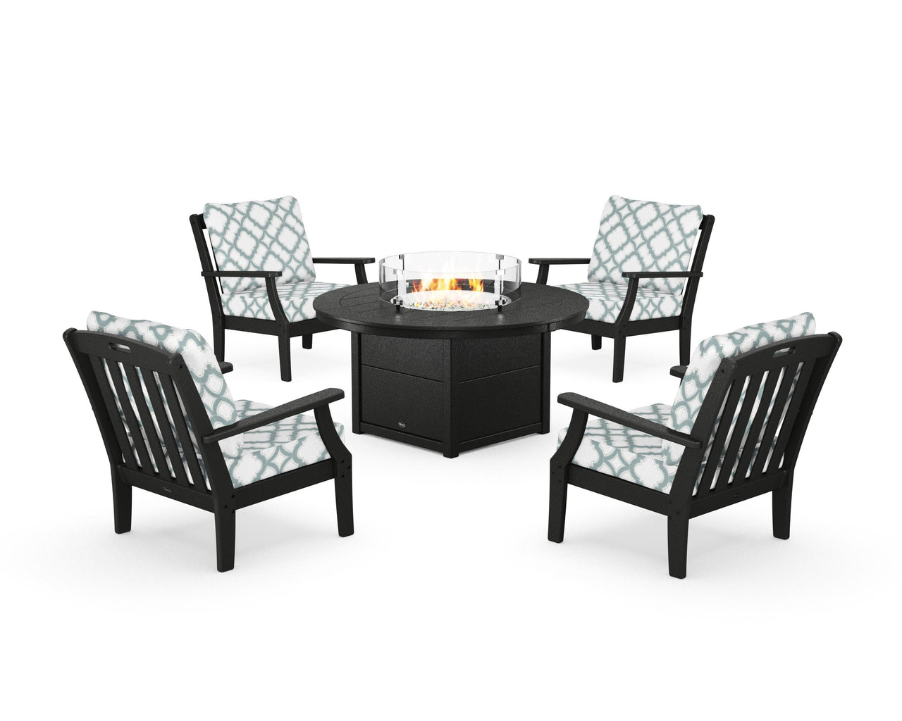 Trex Yacht Club 5-Piece Deep Seating Set with Round Fire Pit Table
