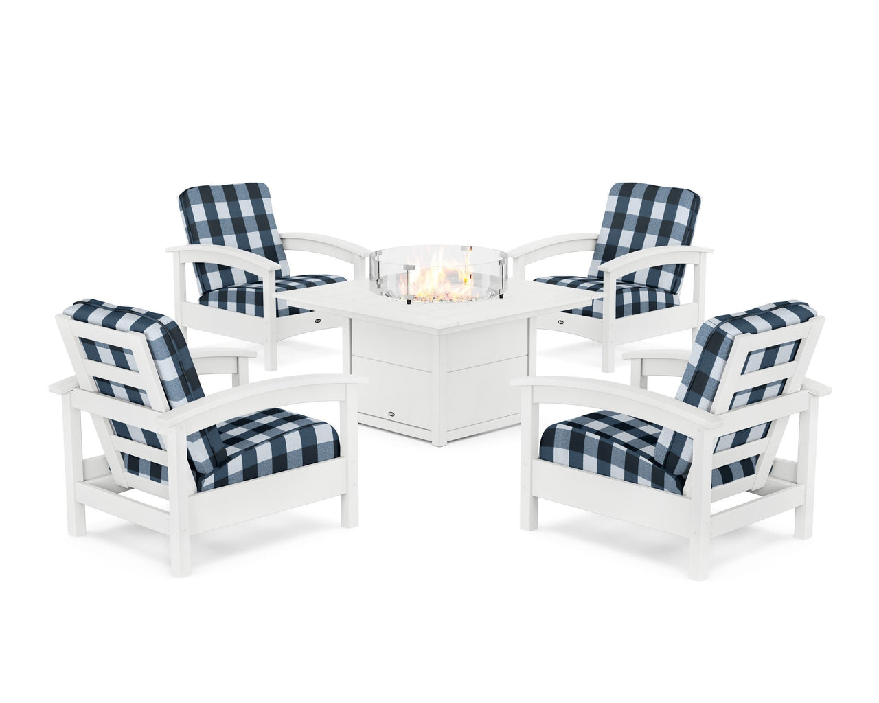 Trex Rockport 5-Piece Deep Seating Set with Square Fire Pit Table