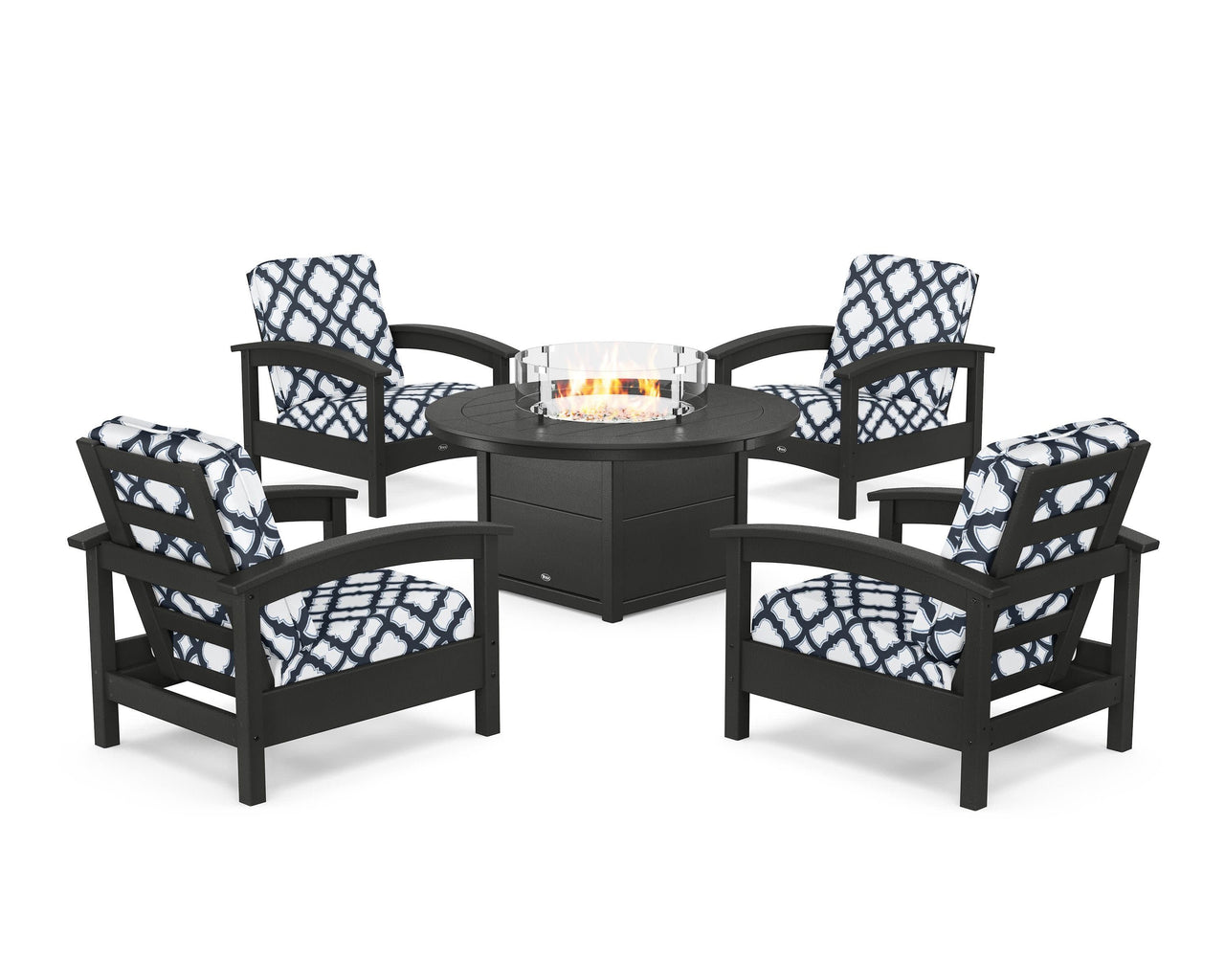 Trex Rockport 5-Piece Deep Seating Set with Round Fire Pit Table