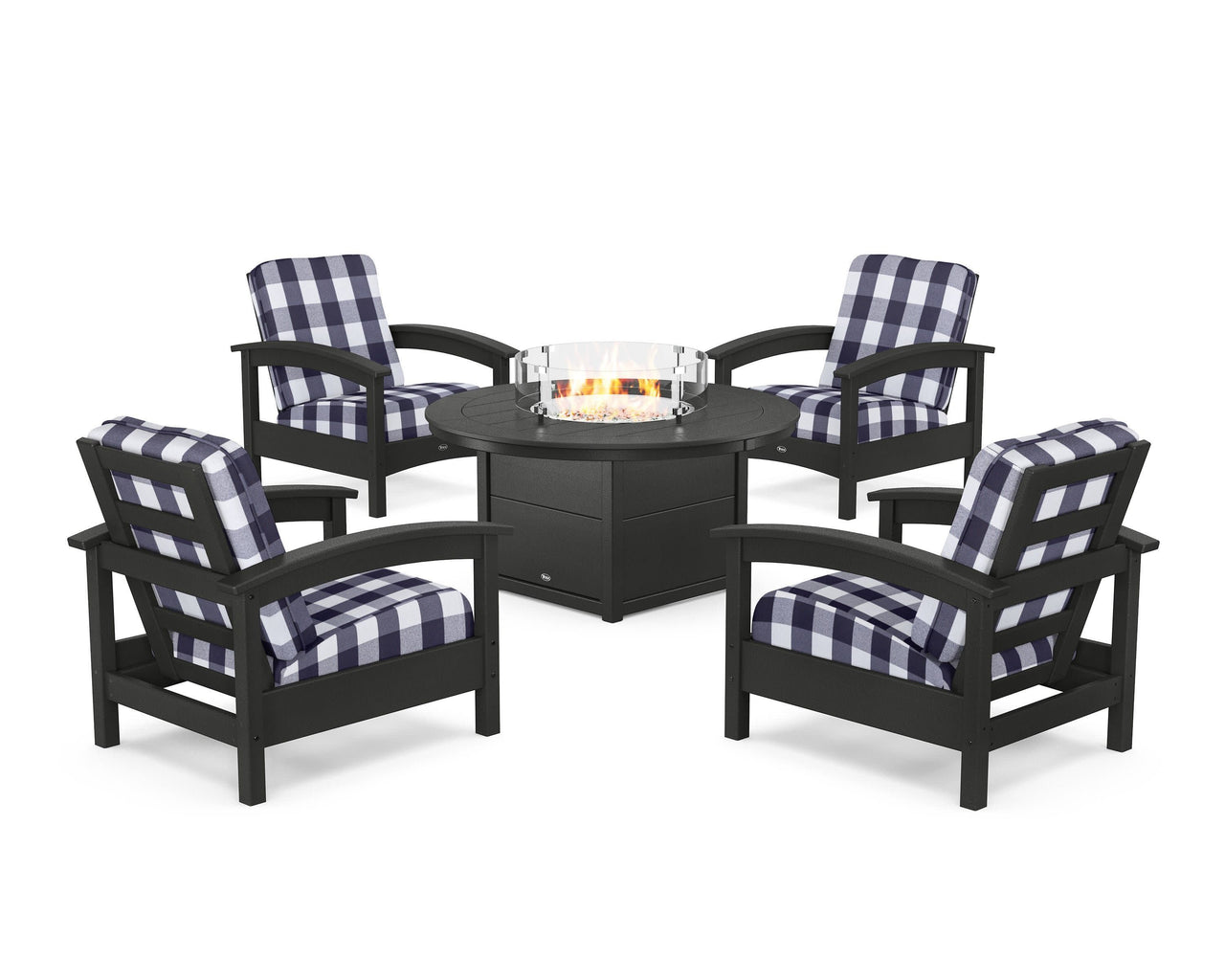 Trex Rockport 5-Piece Deep Seating Set with Round Fire Pit Table