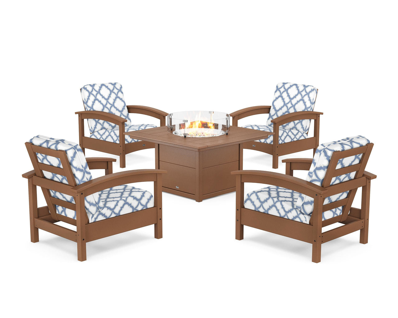 Trex Rockport 5-Piece Deep Seating Set with Square Fire Pit Table