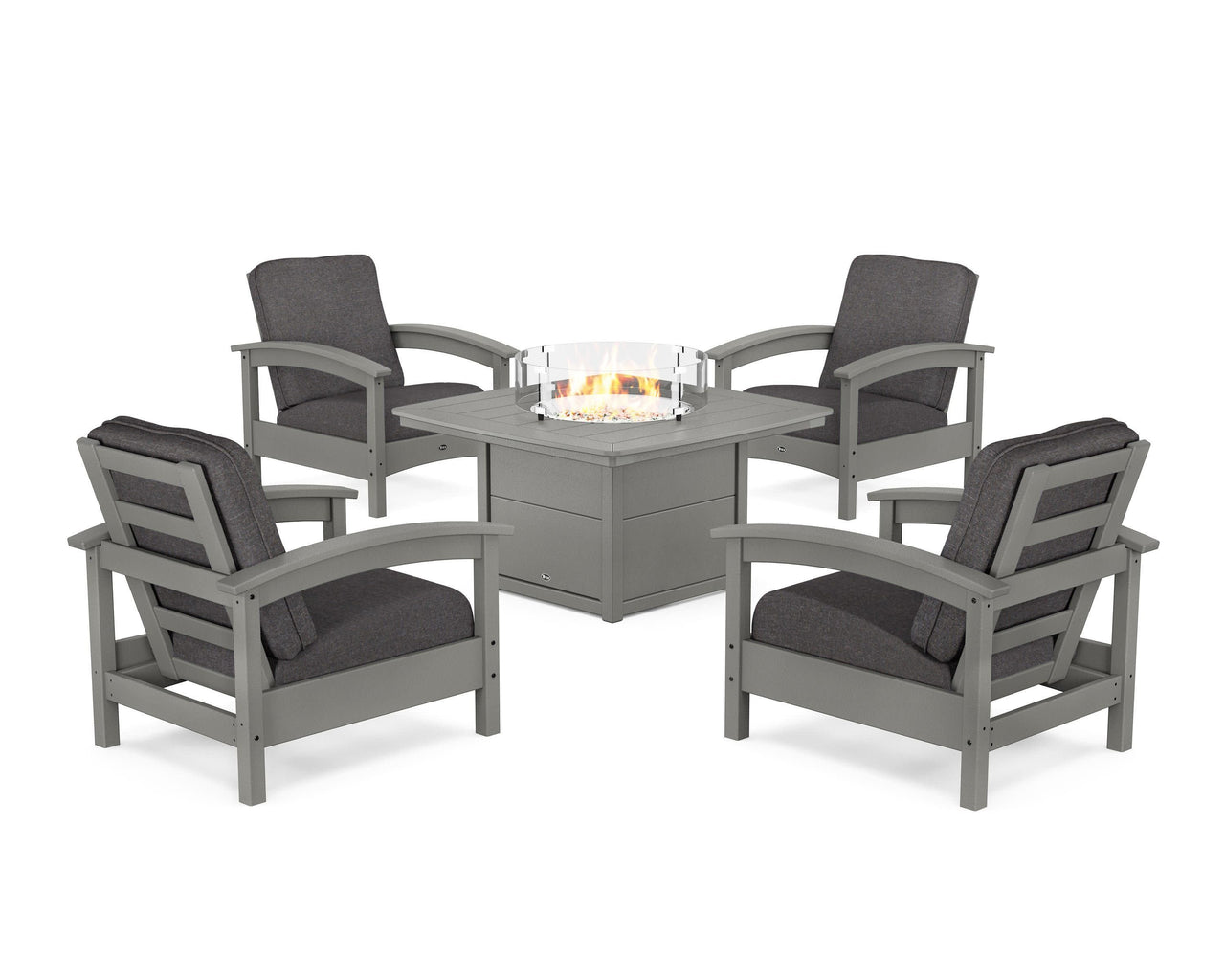 Trex Rockport 5-Piece Deep Seating Set with Yacht Club Fire Pit Table