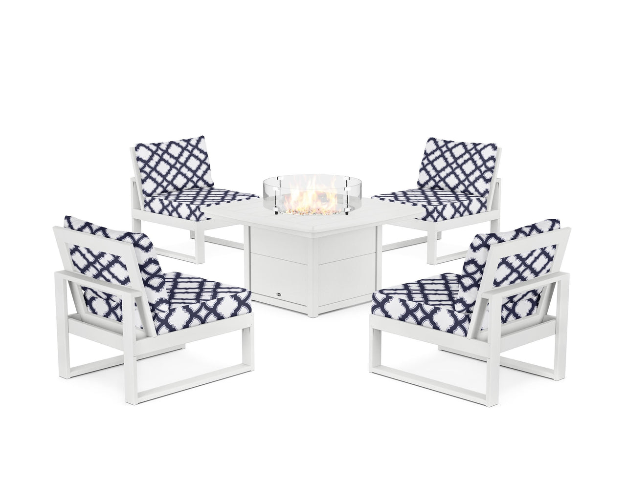 Trex Eastport Modular 5-Piece Deep Seating Set with Yacht Club Fire Pit Table