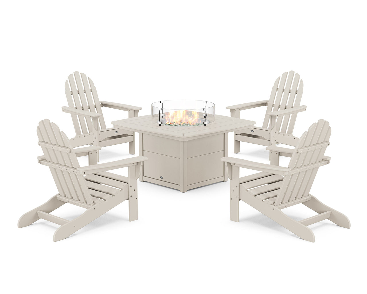 Trex Cape Cod Adirondack 5-Piece Set with Yacht Club Fire Pit Table