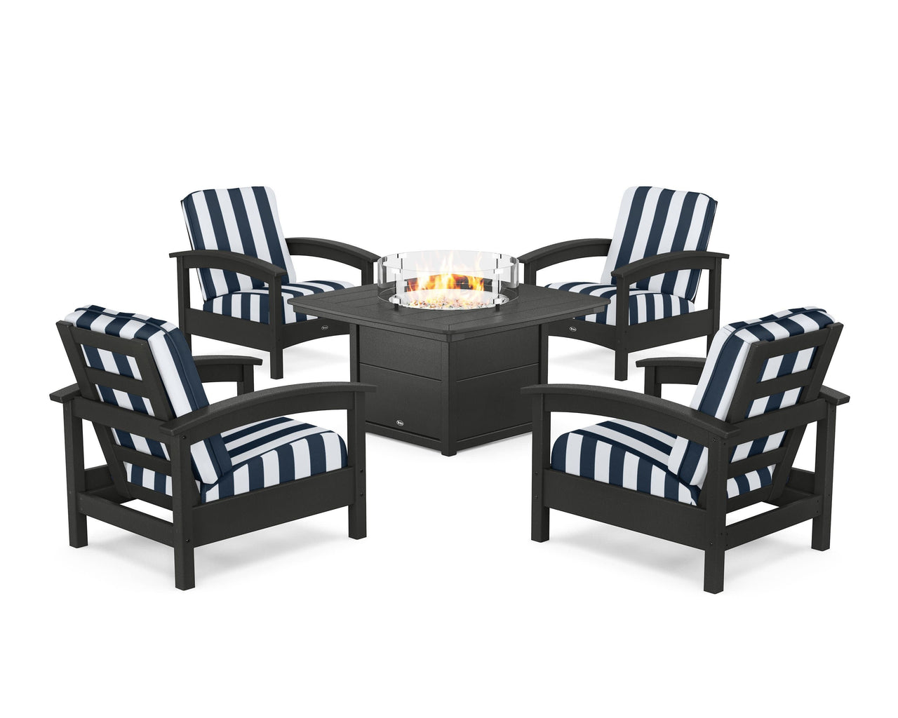 Trex Rockport 5-Piece Deep Seating Set with Yacht Club Fire Pit Table
