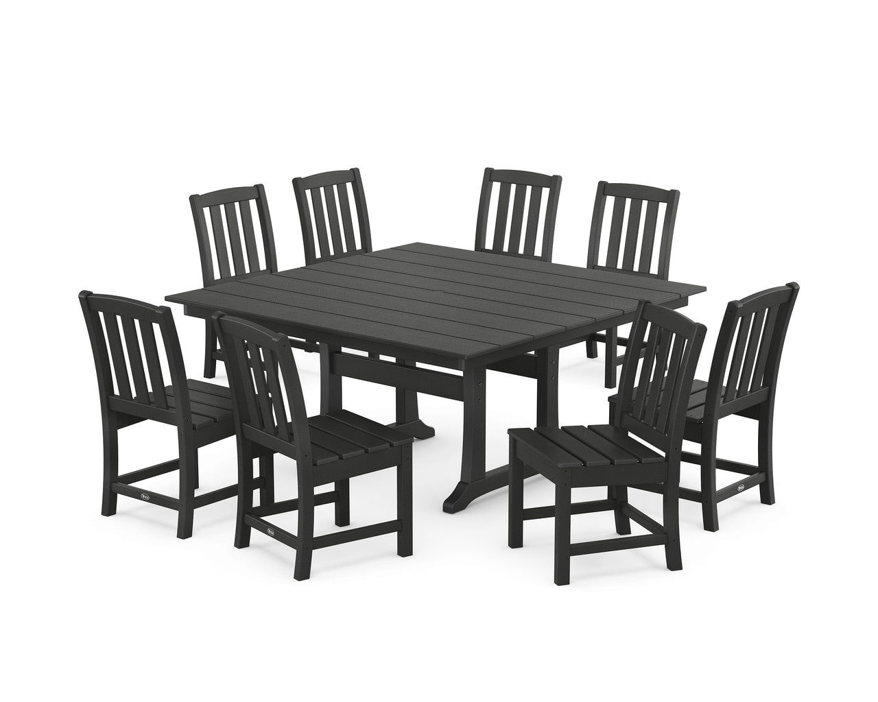 Trex Cape Cod Side Chair 9-Piece Square Farmhouse Dining Set with Trestle Legs