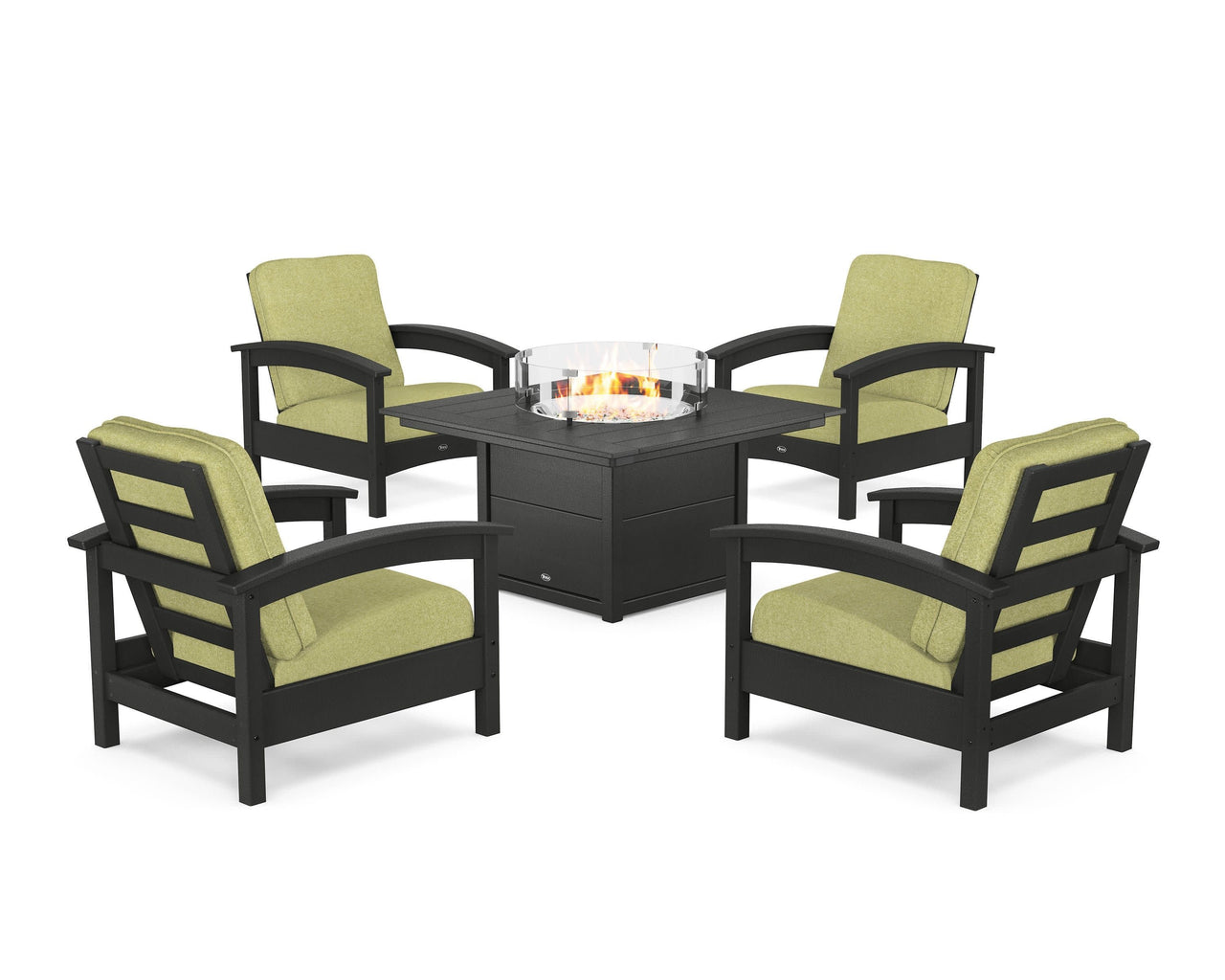 Trex Rockport 5-Piece Deep Seating Set with Square Fire Pit Table