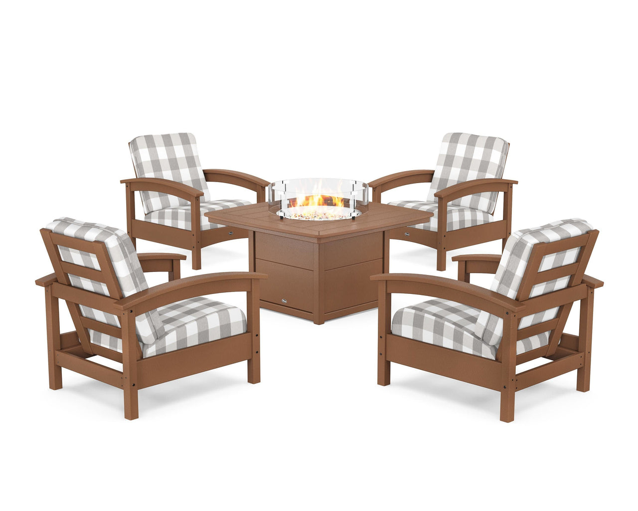 Trex Rockport 5-Piece Deep Seating Set with Yacht Club Fire Pit Table