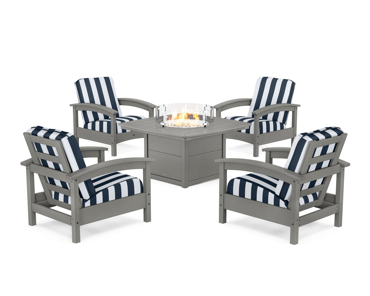 Trex Rockport 5-Piece Deep Seating Set with Yacht Club Fire Pit Table