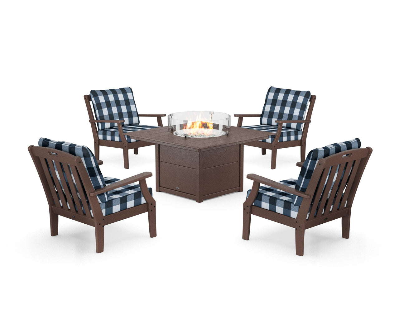 Trex Yacht Club 5-Piece Deep Seating Set with Square Fire Pit Table