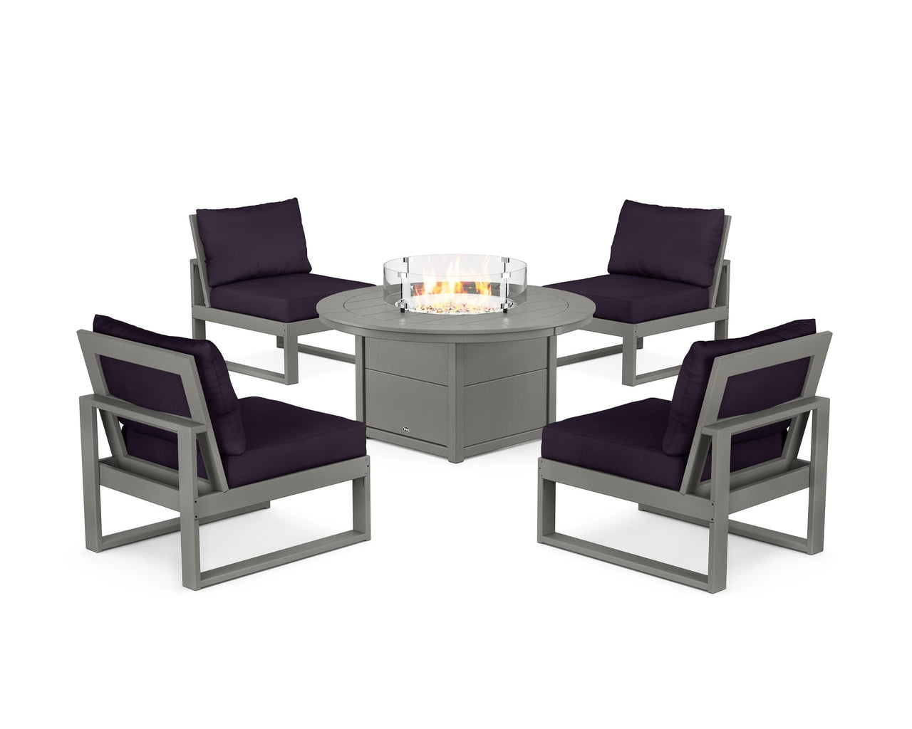 Trex Eastport Modular 5-Piece Deep Seating Set with Round Fire Pit Table