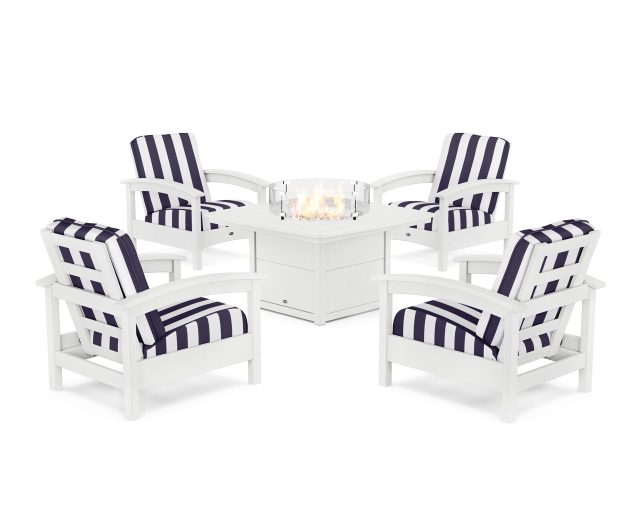 Trex Rockport 5-Piece Deep Seating Set with Yacht Club Fire Pit Table
