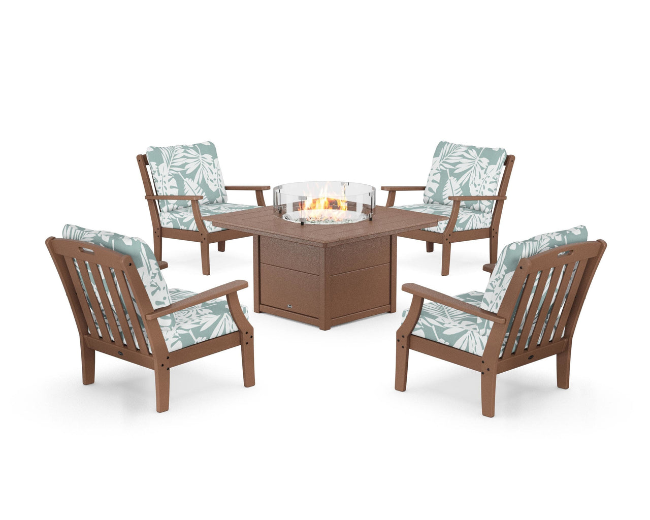 Trex Yacht Club 5-Piece Deep Seating Set with Square Fire Pit Table