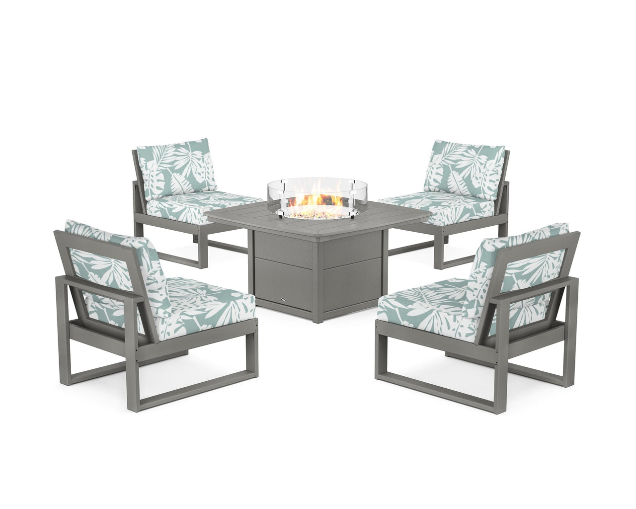 Trex Eastport Modular 5-Piece Deep Seating Set with Yacht Club Fire Pit Table