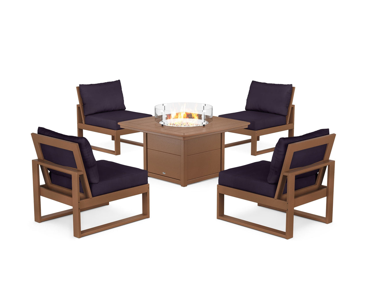 Trex Eastport Modular 5-Piece Deep Seating Set with Yacht Club Fire Pit Table