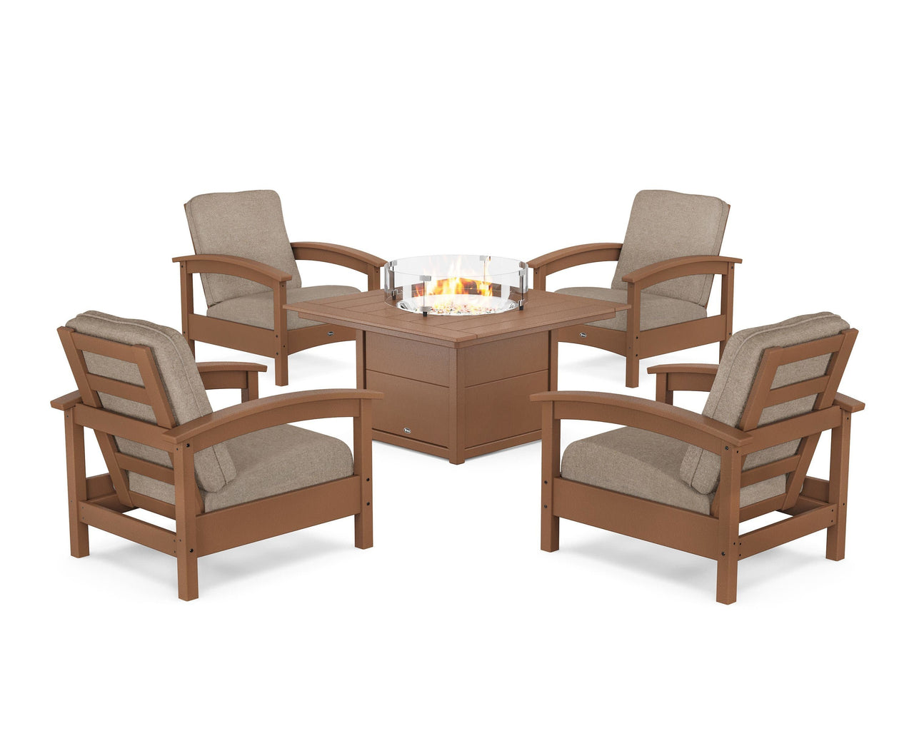 Trex Rockport 5-Piece Deep Seating Set with Square Fire Pit Table