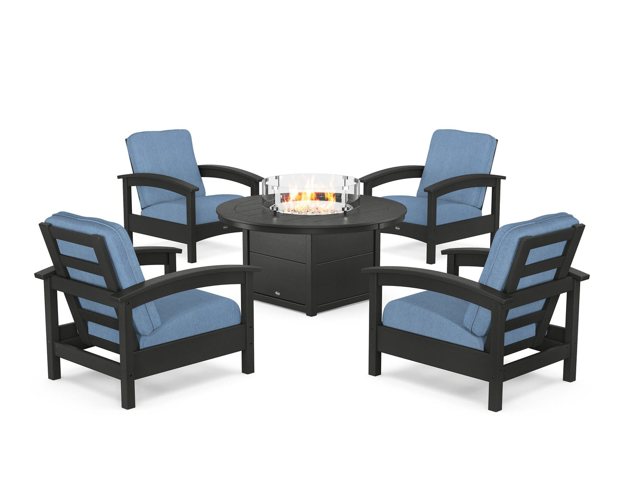Trex Rockport 5-Piece Deep Seating Set with Round Fire Pit Table