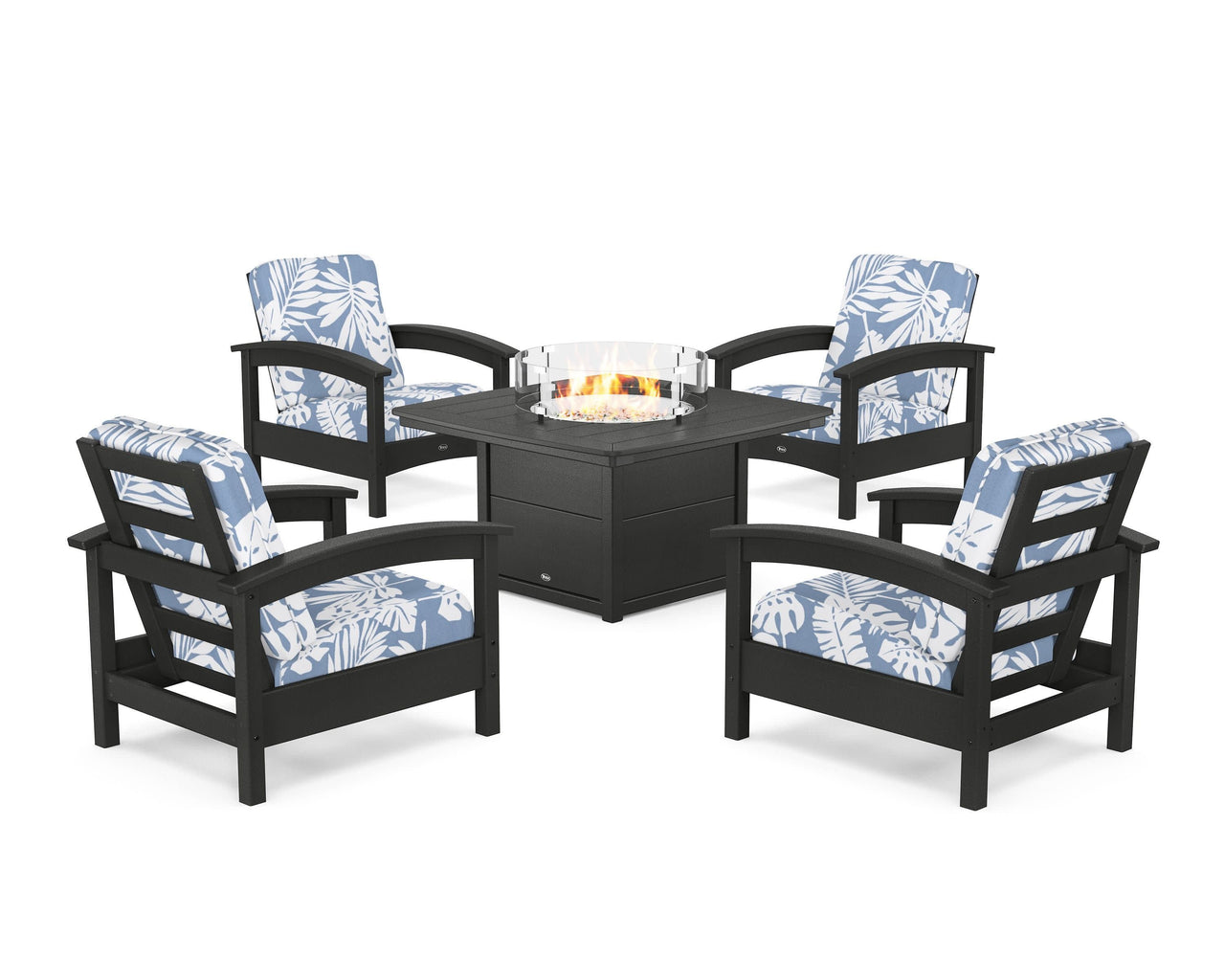 Trex Rockport 5-Piece Deep Seating Set with Yacht Club Fire Pit Table