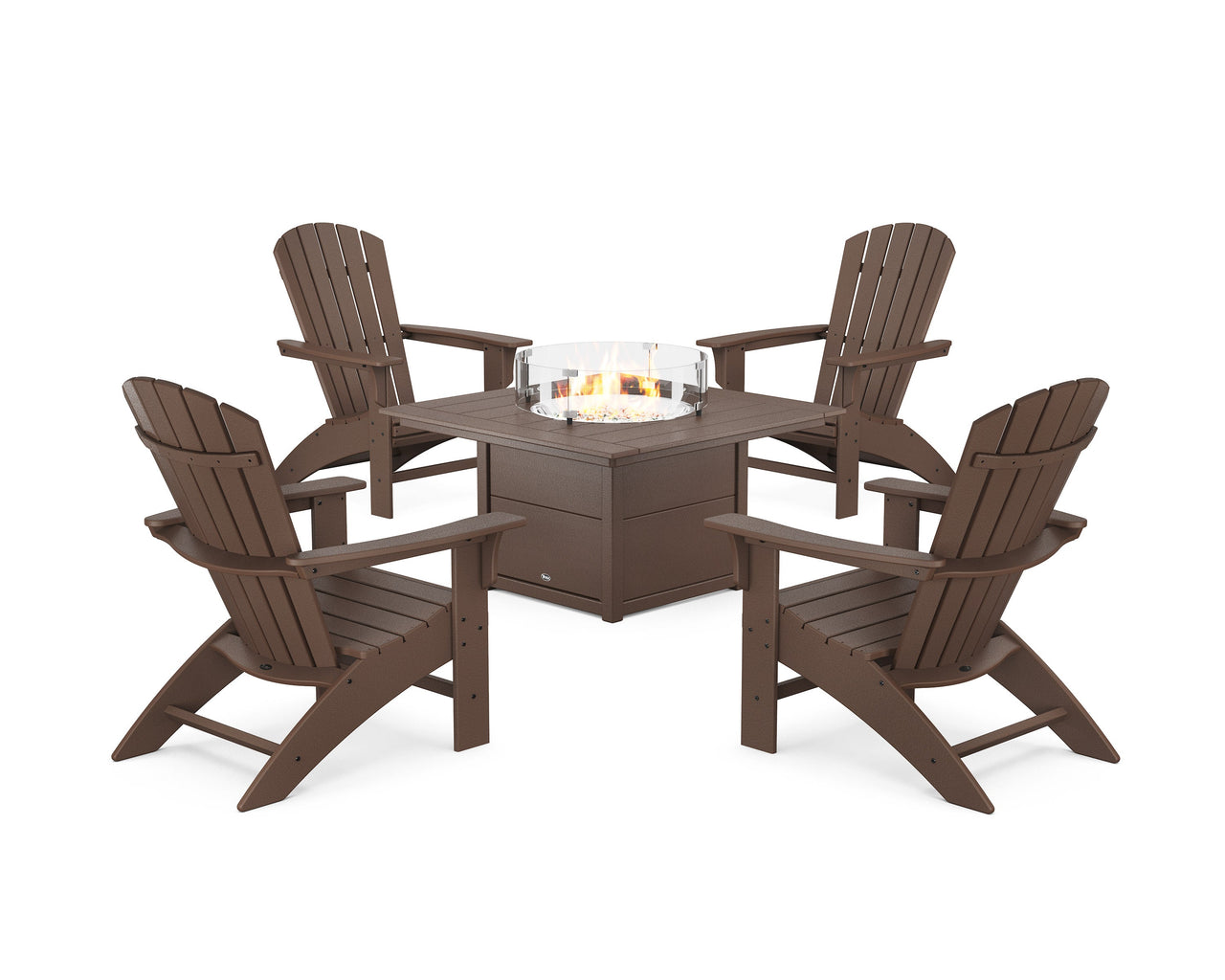 Trex Yacht Club Adirondack 5-Piece Set with Square Fire Pit Table