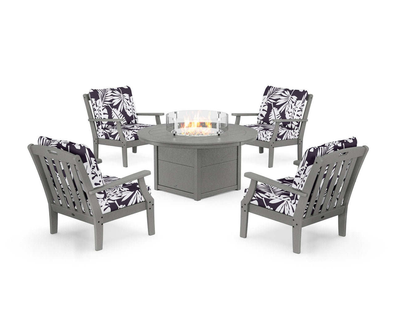 Trex Yacht Club 5-Piece Deep Seating Set with Round Fire Pit Table