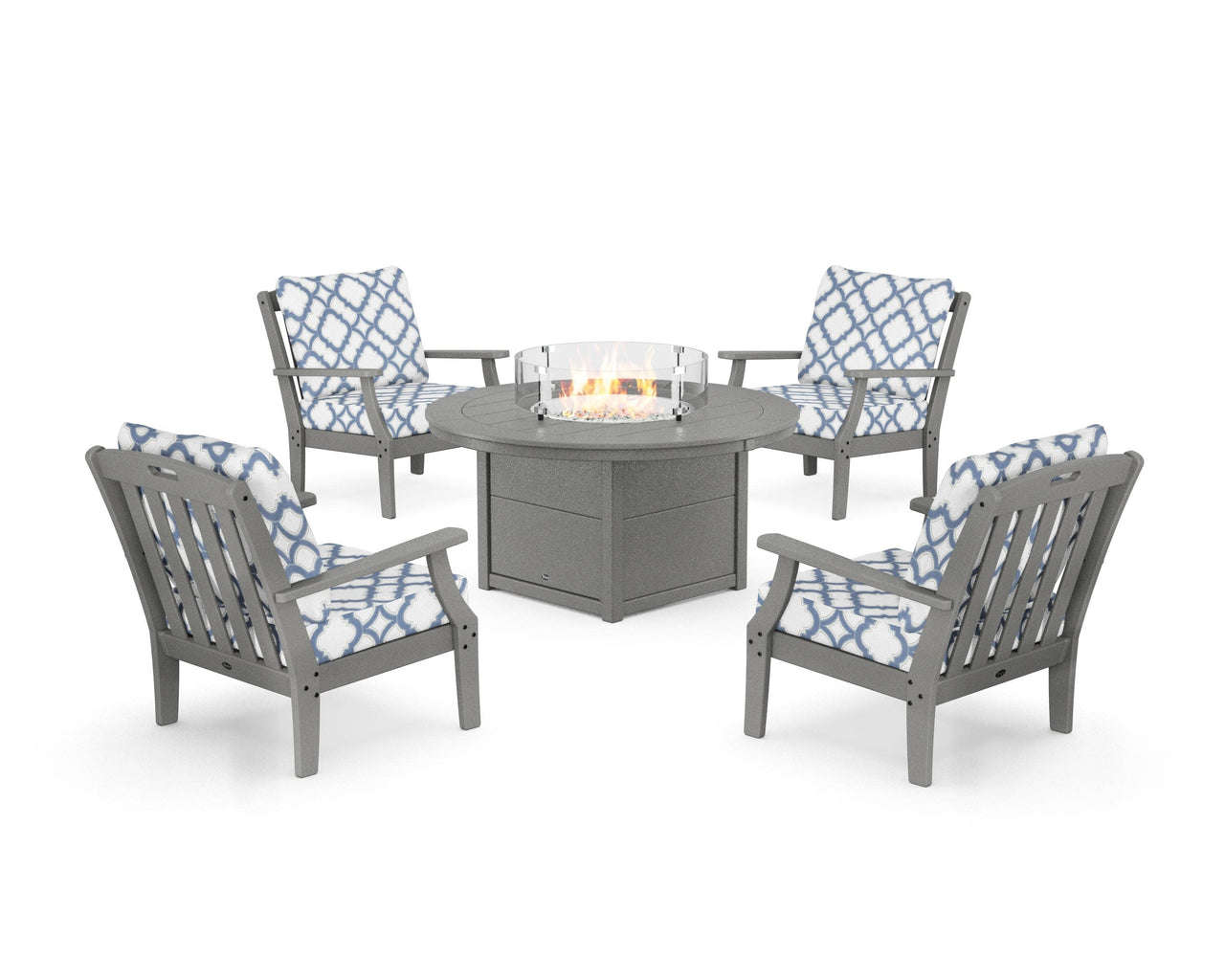 Trex Yacht Club 5-Piece Deep Seating Set with Round Fire Pit Table