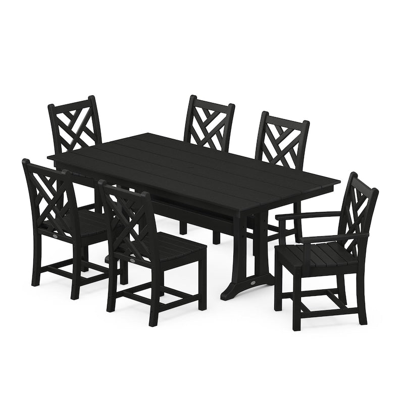 POLYWOOD Chippendale 7 Piece Farmhouse Trestle Dining Set
