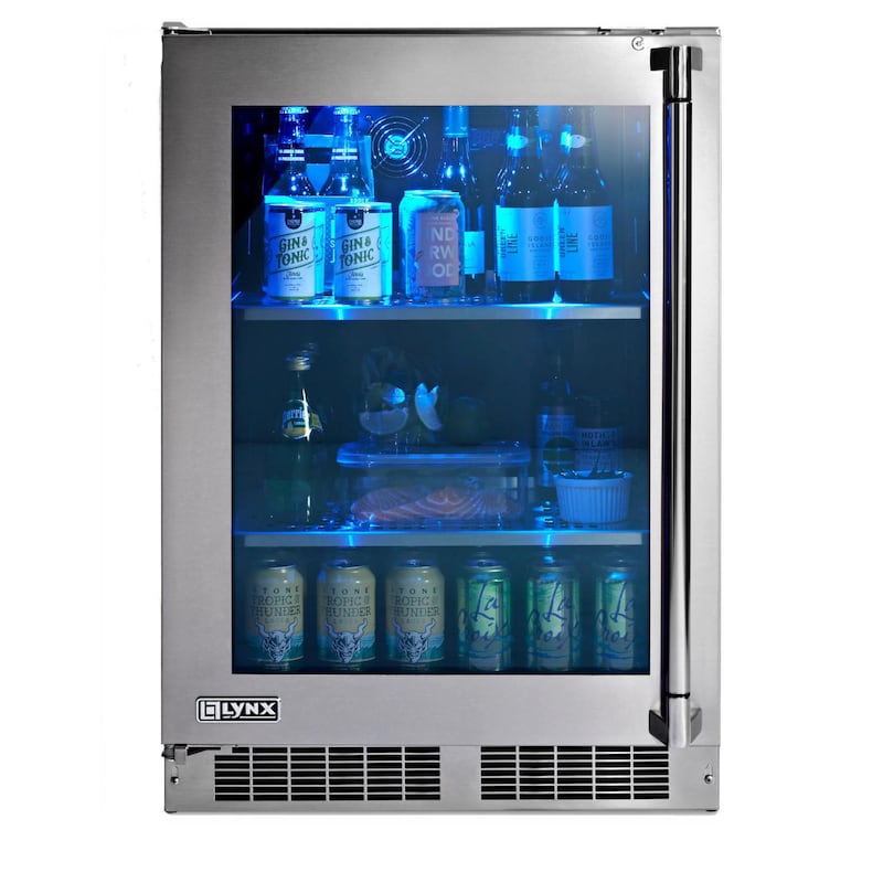 Lynx 24-Inch 5.3 Cu. Ft. Hinge Outdoor Rated Compact Glass Door Refrigerator