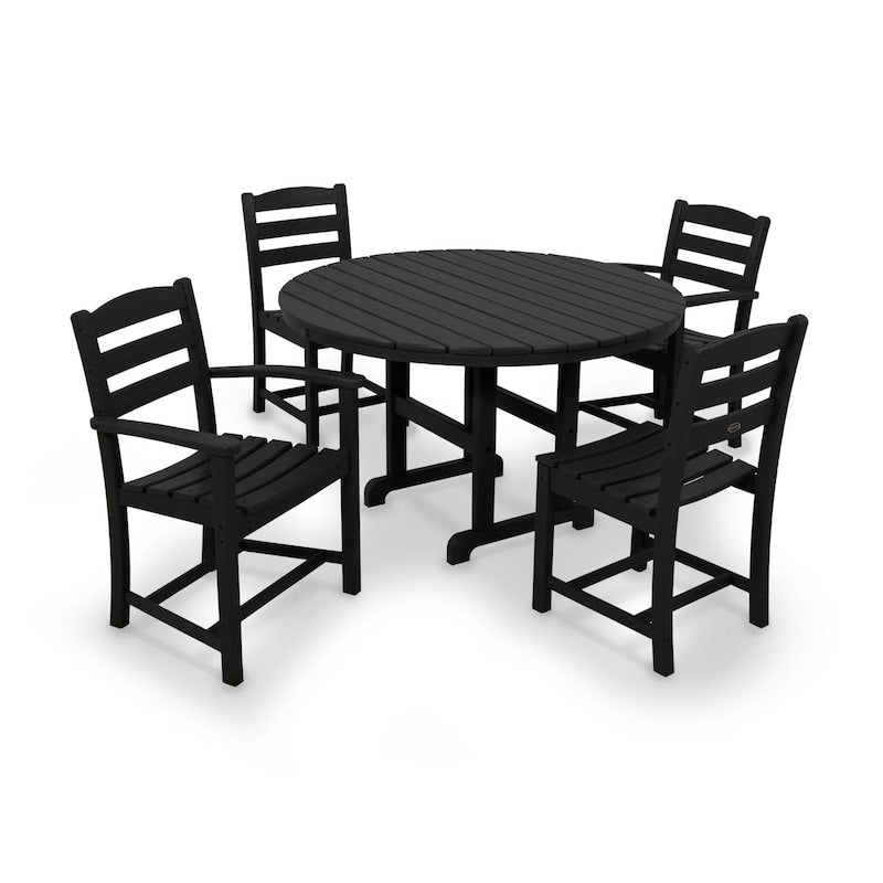 Polywood La Casa Cafe 5 Piece Round Farmhouse Arm Chair Dining Set - Thumbnail 3