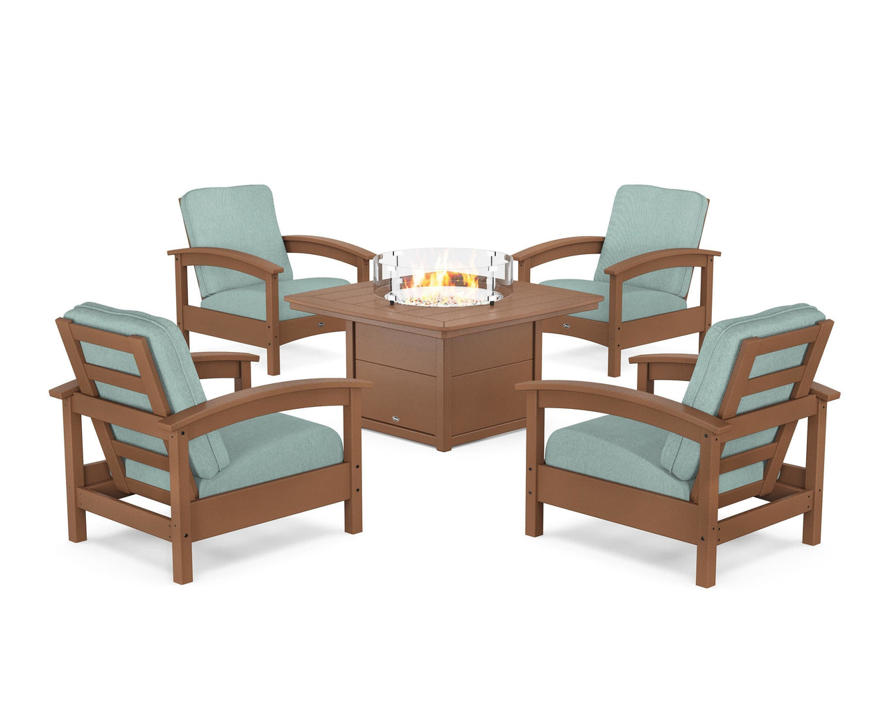 Trex Rockport 5-Piece Deep Seating Set with Yacht Club Fire Pit Table