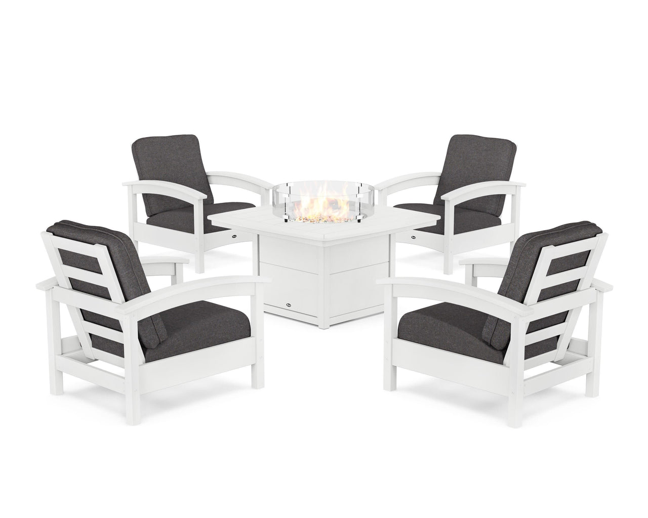 Trex Rockport 5-Piece Deep Seating Set with Yacht Club Fire Pit Table