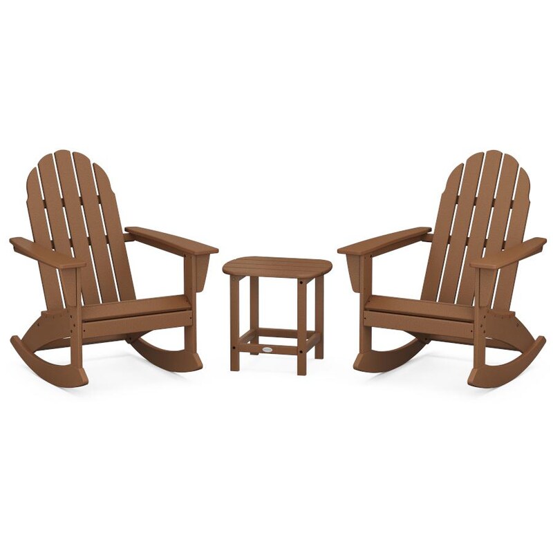 Polywood Vineyard 3 Piece Adirondack Rocking Chair Set With South Beach 18 Inch Side Table