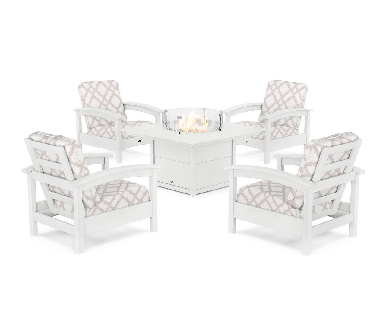 Trex Rockport 5-Piece Deep Seating Set with Square Fire Pit Table