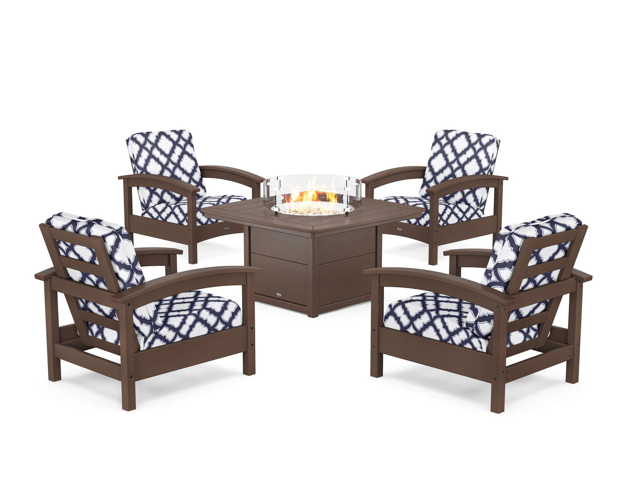 Trex Rockport 5-Piece Deep Seating Set with Yacht Club Fire Pit Table